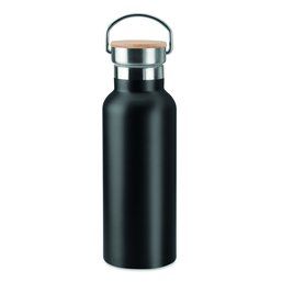 Botella térmica personalizada de acero inox. y pared doble (500 ml) Negro
