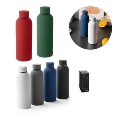 Botella de acero inox 500mL acabado gomoso