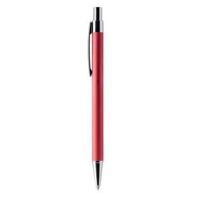 Bolígrafo de aluminio de acabados cromados Rojo Tinta Azul