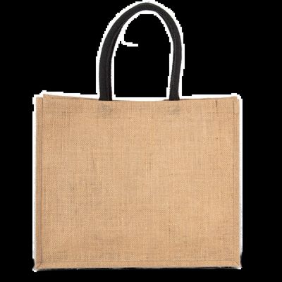 Bolsa de playa yute con asa de algodón Natural / Black
