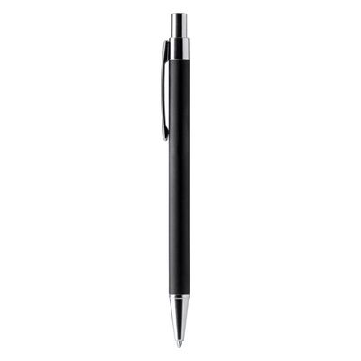 Bolígrafo de aluminio de acabados cromados Negro Tinta Azul