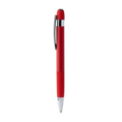 Bolígrafo de aluminio de agarre rayado Rojo Tinta Azul