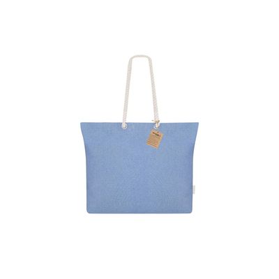 Bolsa algodón reciclado 220g con asas trenzadas Azul