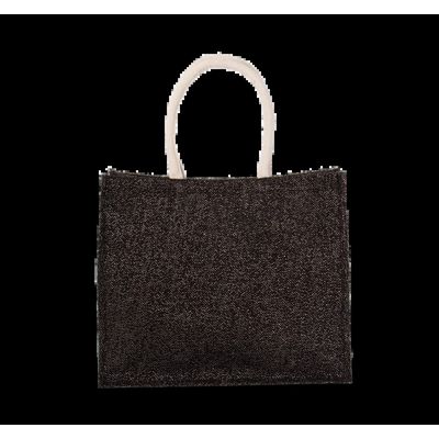 Bolsa de playa yute con asa de algodón Black / Silver