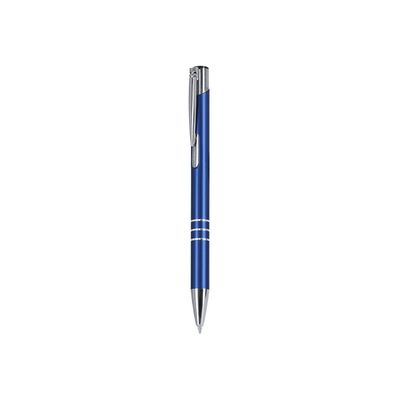 Bolígrafo pulsador de aluminio reciclado brillante Azul