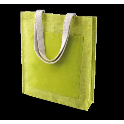Bolsa shopper de yute con asas de algodón Lime Green
