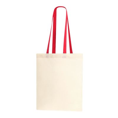 Bolsa feria de algodón 100% con asas largas de color