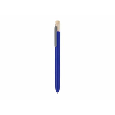 Bolígrafo azul con pulsador de bambú Mar
