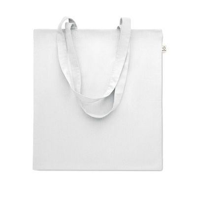 Bolsa de colores de algodón reciclado asas largas Blanco