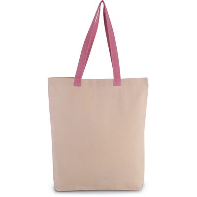 Bolsa de compras clásica de algodón Natural / Dark Pink