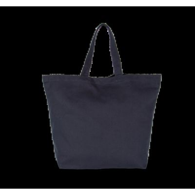 Bolsas de compras de algodón con fuelle Navy Blue S