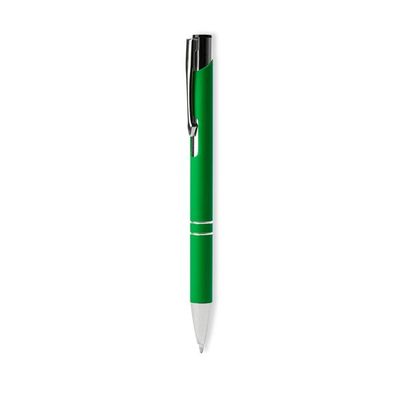 Bolígrafo metálico con pulsador cromado Verde Helecho Tinta Negra
