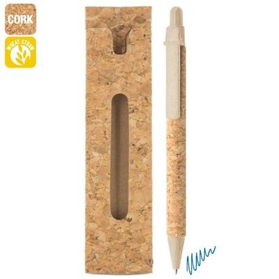 Bolígrafo de Corcho y Trigo/ABS con Funda
