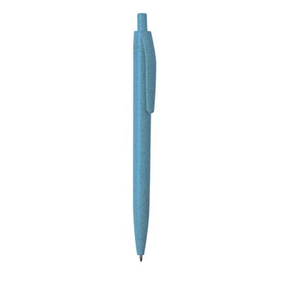 Bolígrafo ecológico de caña de trigo monocolor moteado y resistente ABS Azul