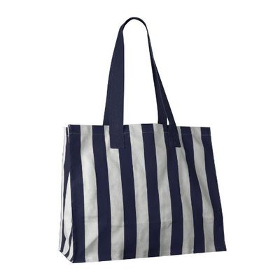 Bolsa a rayas de algodón reciclado Azul