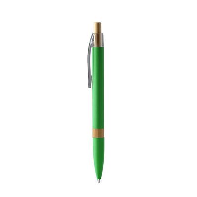 Bolígrafo de aluminio con detalle bambú Verde Helecho Tinta Azul