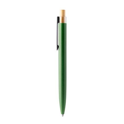 Bolígrafo de bambú y aluminio reciclado acabado mate Verde Oscuro Tinta Azul