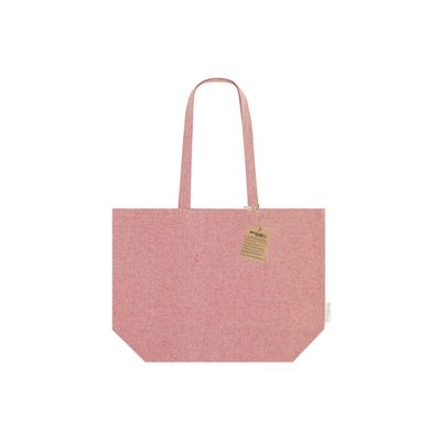 Bolsa algodón reciclado fuelle asas largas Roj