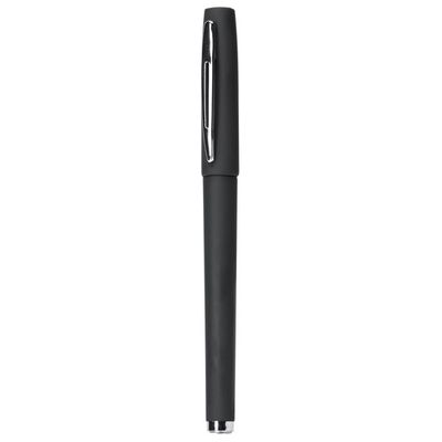 Bolígrafo roller con clip metálico Negro Tinta Azul