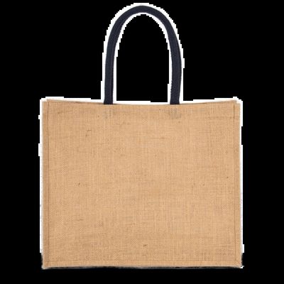 Bolsa de playa yute con asa de algodón Natural / Navy