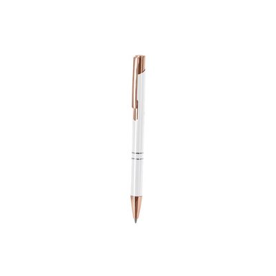 Bolígrafo aluminio reciclado con pulsador y clip rose gold Bla