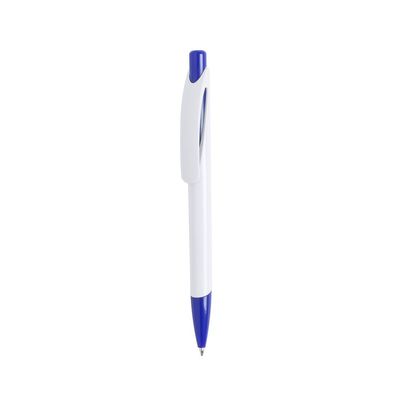Bolígrafo Blanco con Clip Curvado Azul