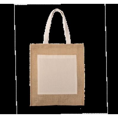 Bolsa shopper de yute con asas de algodón Natural / Gold