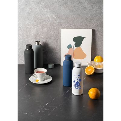 Botella de acero inox 500mL acabado gomoso