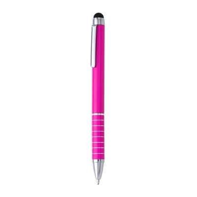 Bolígrafo giratorio con puntero táctil Fucsia Tinta Azul