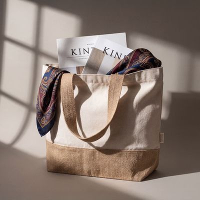 Bolsa de algodón reciclado con base de yute