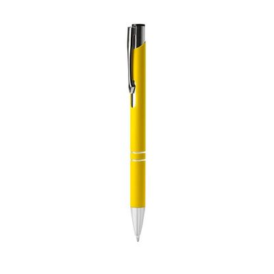 Bolígrafo metálico con pulsador cromado Amarillo Tinta Negra