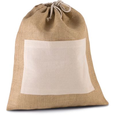 Bolsa de yute con hilos brillantes Natural / Gold