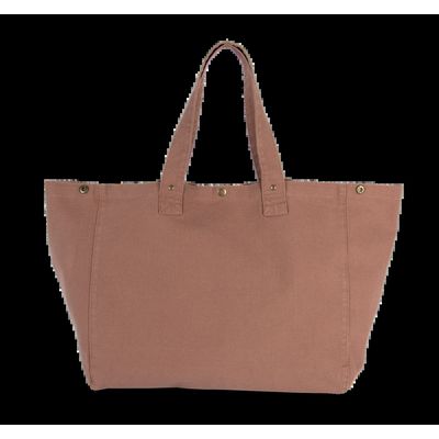 Bolsa shopper de algodón con bolsillo interior Washed Santal Brown