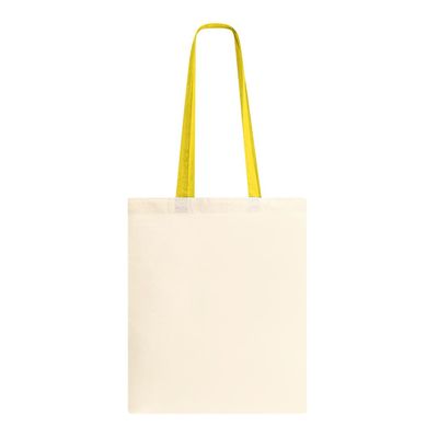 Bolsa feria de algodón 100% con asas largas de color Ama