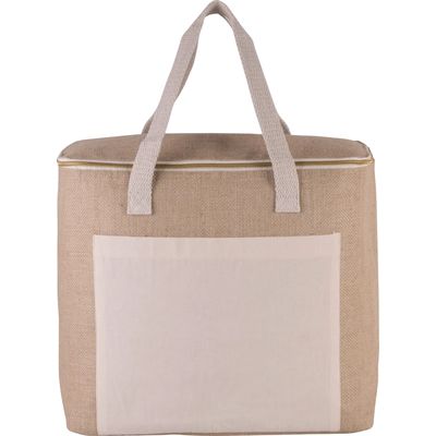 Bolsa isotérmica de yute con bolsillo Natural