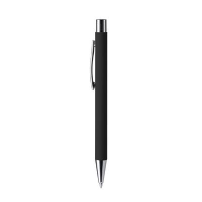Bolígrafo metálico tacto suave ideal marcaje láser Negro Tinta Azul