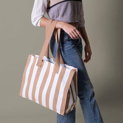 Bolsa a rayas de algodón reciclado