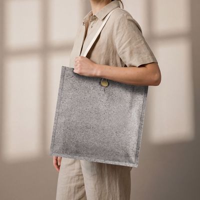 Bolsa de algodón melange con cierre de botón