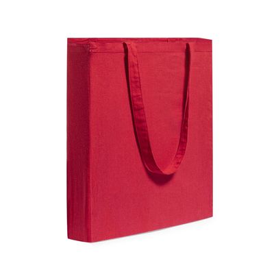 Bolsa feria de algodón con fuelle Roj
