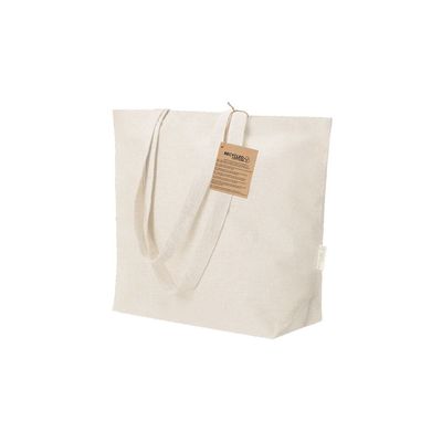 Bolsa algodón reciclado fuelle asas largas