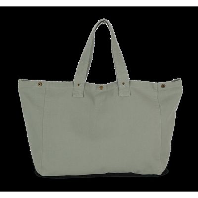 Bolsa shopper de algodón con bolsillo interior Washed Green Clay