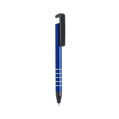 Bolígrafo 3 en 1 con puntero, soporte móvil y limpia pantallas Azul