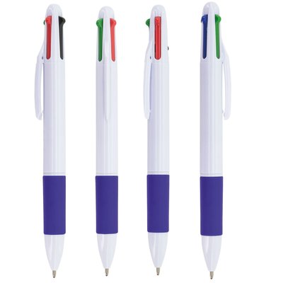 Bolígrafo 4 colores en ABS Blanco Azul