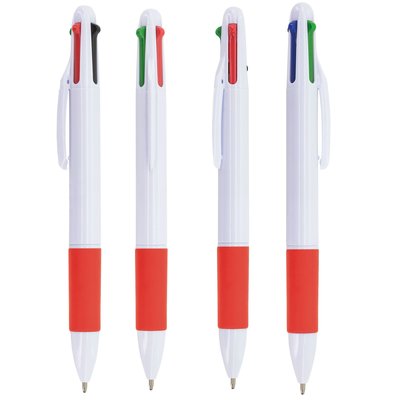 Bolígrafo 4 colores en ABS Blanco Rojo
