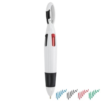 Bolígrafo 4 Colores con Mosquetón BL