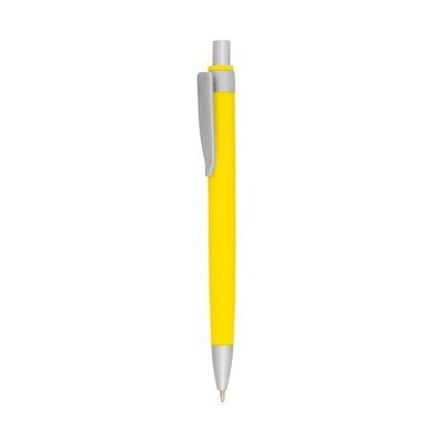 Bolígrafo en ABS monocolor con pulsador y clip plata Amarillo
