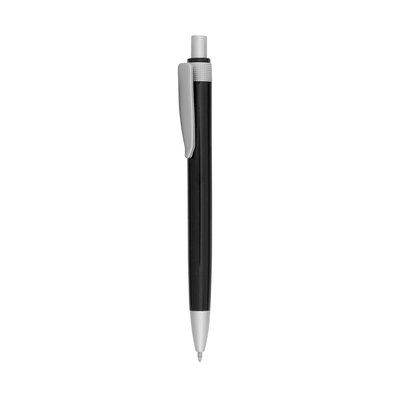 Bolígrafo en ABS monocolor con pulsador y clip plata Negro