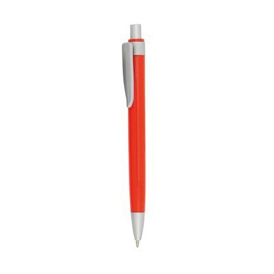 Bolígrafo en ABS monocolor con pulsador y clip plata Rojo