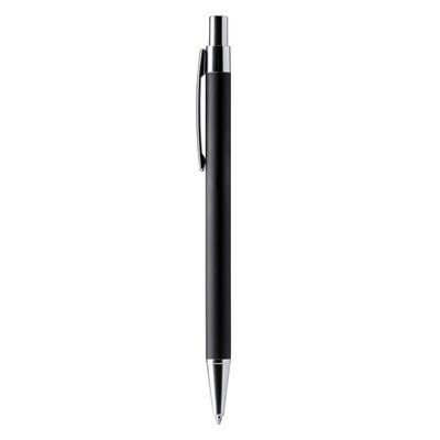 Bolígrafo de aluminio de acabados cromados Negro Tinta Azul