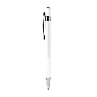 Bolígrafo de aluminio de agarre rayado Blanco Tinta Azul